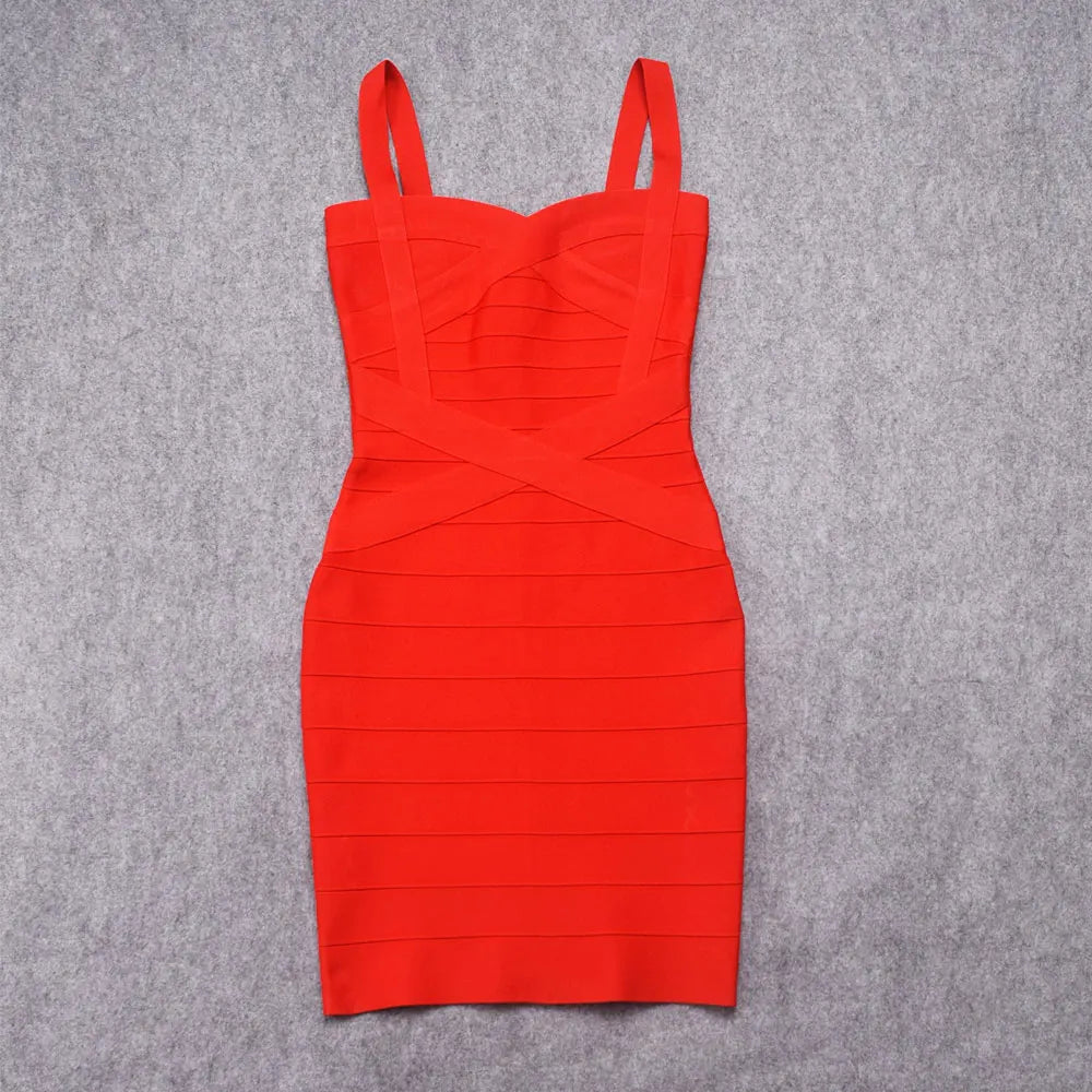 2024 Sweetheart Mini Bandage Dress Bodycon strap short Pencil Slim Party dress Vestidos Quality Fuchsia pink Dress