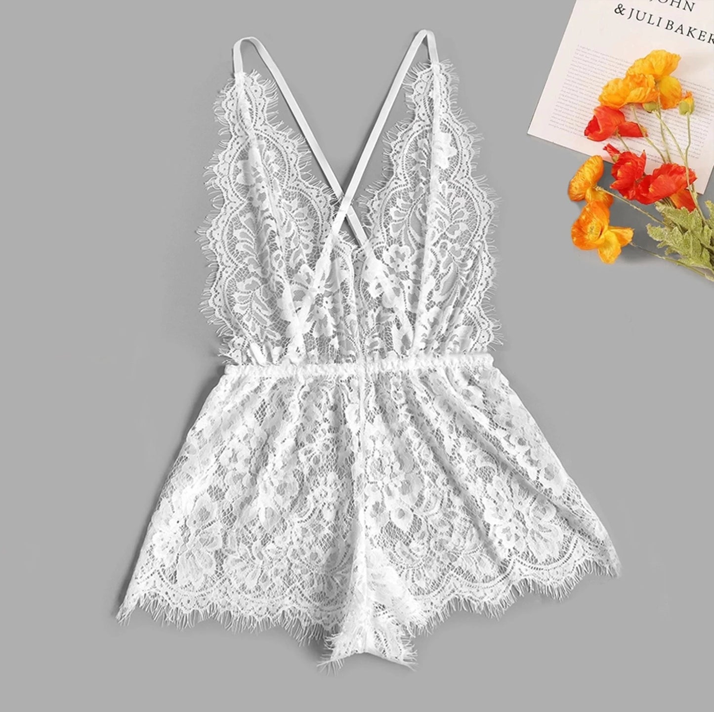 New Fashion 5 Colors Ladies One-Piece Pajamas Lace Lingerie Bodysuit V-Neck Backless Jumpsuit Pajamas Sexy Red Underwear 2021