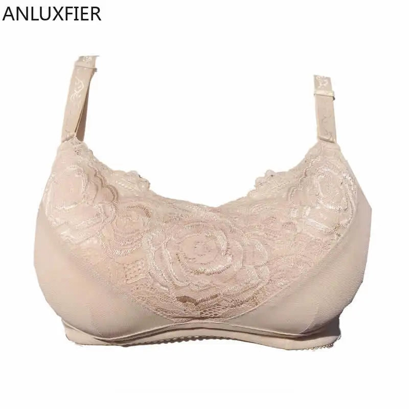 X9031 Silicone Breast Bra Mastectomy Bra Red Lace Pocket Bra 95C for Fake Breast Forms Prosthesis Cancer Lingerie Plus Size