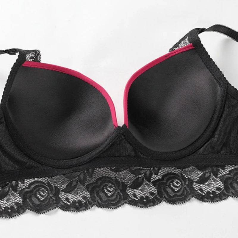 Sexy Lace Hollow Bra Invisible Bralette Sexy Lace Push Up Bras Black Red BC Cup Underwear Plus Size Lingerie Bras for Women