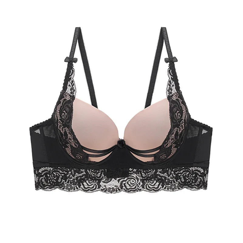 Sexy Lace Hollow Bra Invisible Bralette Sexy Lace Push Up Bras Black Red BC Cup Underwear Plus Size Lingerie Bras for Women