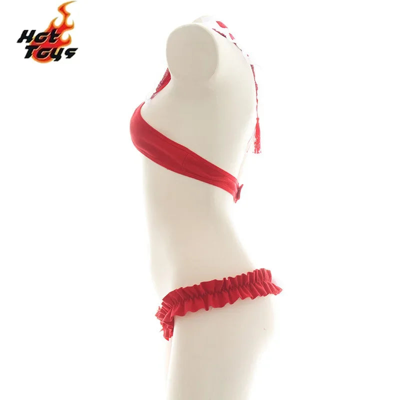 Sexy Red Santa Christmas Lingerie costume Cute hollow out bimini Bownot Underwear Pajamas Christmas Lingerie Cosplay Bra Set