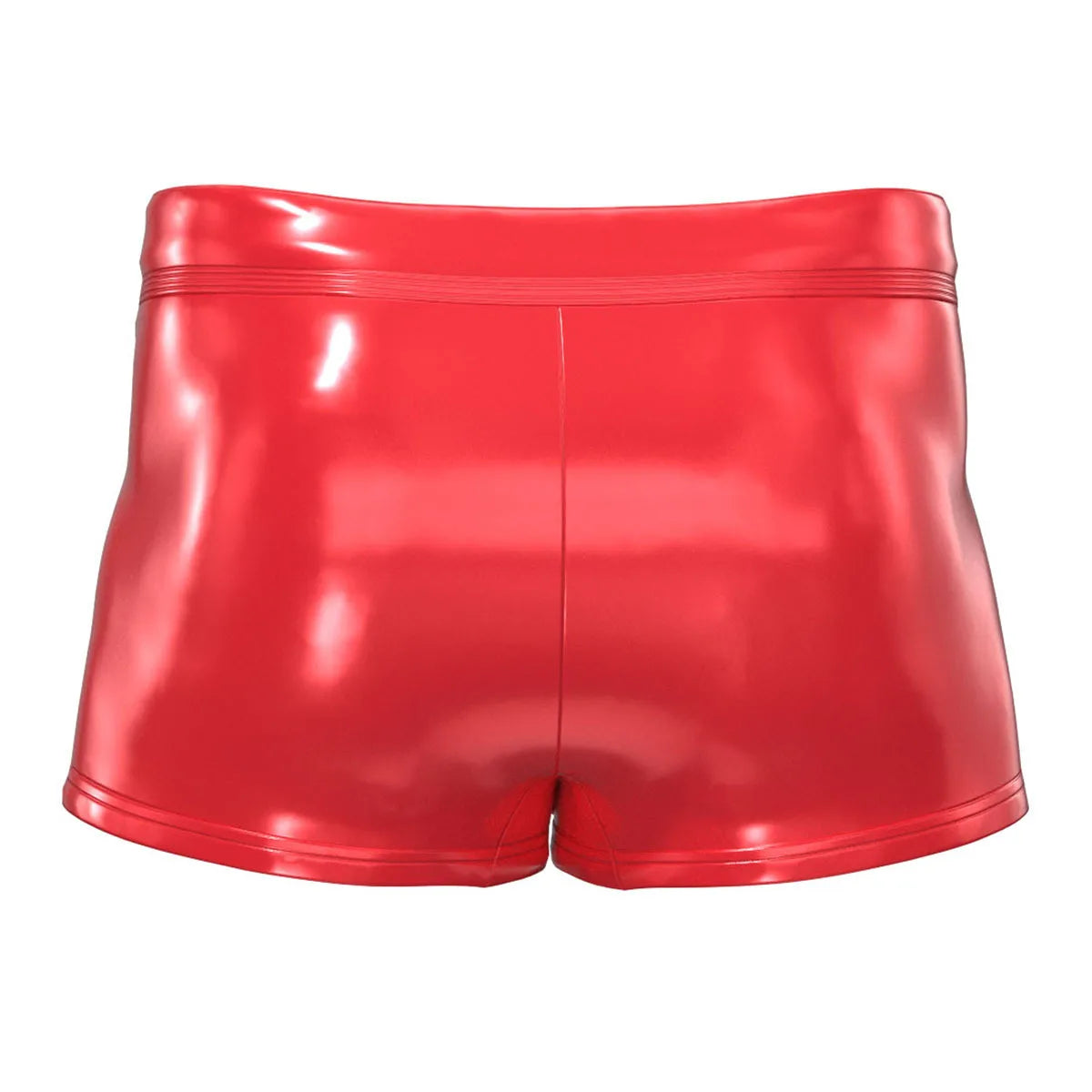 Sexy Men's Low Waisted Faux Leather Boxer Press Button Red Pouch Men Lingerie Shorts Slim Cut Underpants Underwear Plus Size