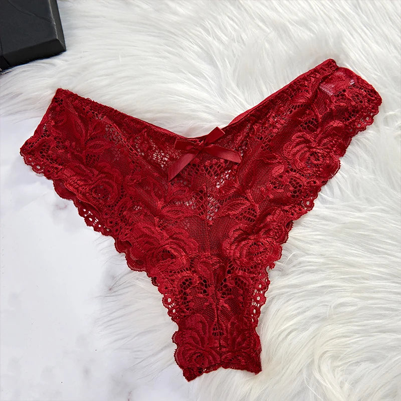 Red Transparent Sexy Lingerie Women's Underwear See Through Sleepwear Lace Nightdress Panty Pijamas Sets Hot Female Night Dress