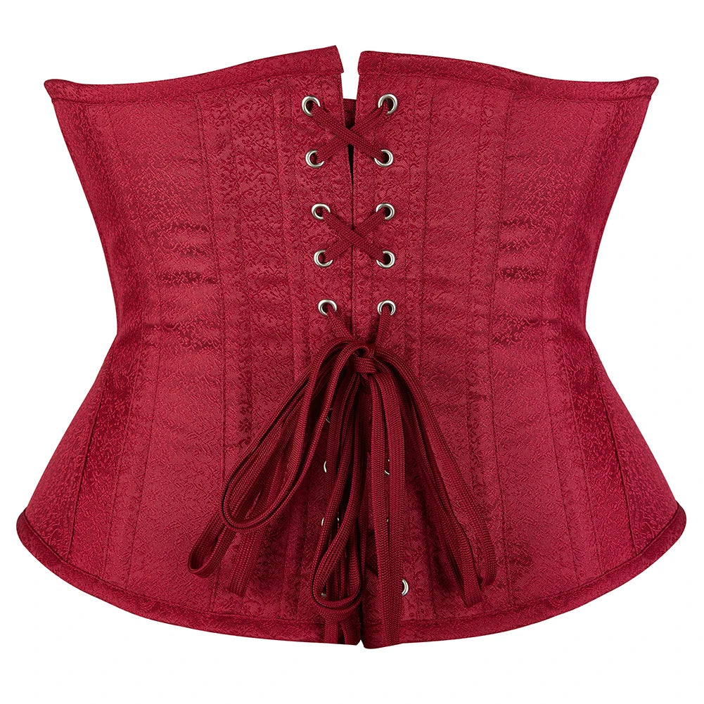 Gothic Red Underbust Corset Waist Trainer Cincher Steampunk Bustiers Top Workout Shaper Lingerie Slimming Belt
