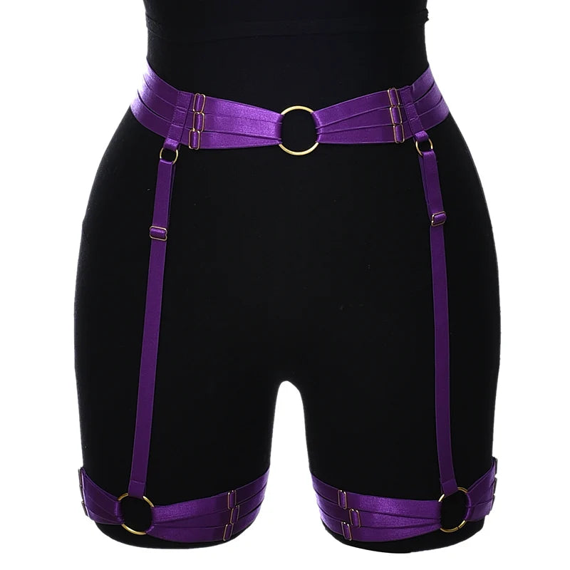 High Waist Red Garter Harness Festive Rave Goth Body Cage Women Bondage Stocking Accessories Harajuku Wedding Leg Garter Belt