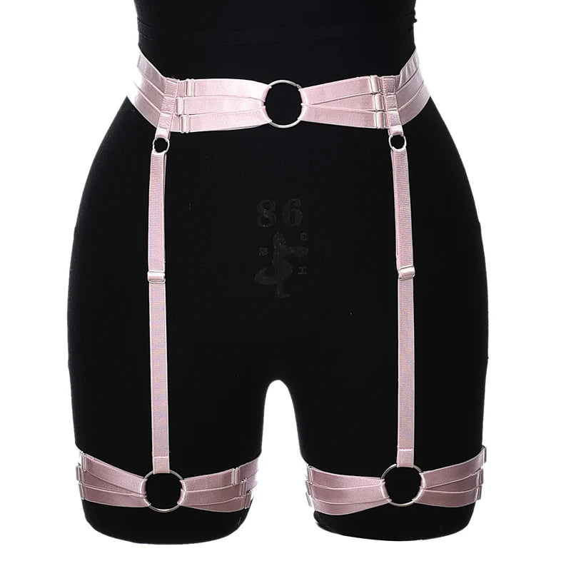 High Waist Red Garter Harness Festive Rave Goth Body Cage Women Bondage Stocking Accessories Harajuku Wedding Leg Garter Belt