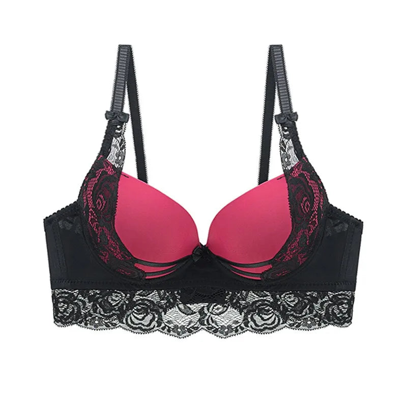 Sexy Lace Hollow Bra Invisible Bralette Sexy Lace Push Up Bras Black Red BC Cup Underwear Plus Size Lingerie Bras for Women