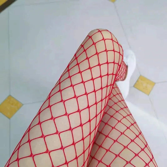 White Red Black SEXY Women High Waist Fishnet Stocking Fishnet Club Tights Panty Knitting Net Pantyhose Trouser Mesh Lingerie