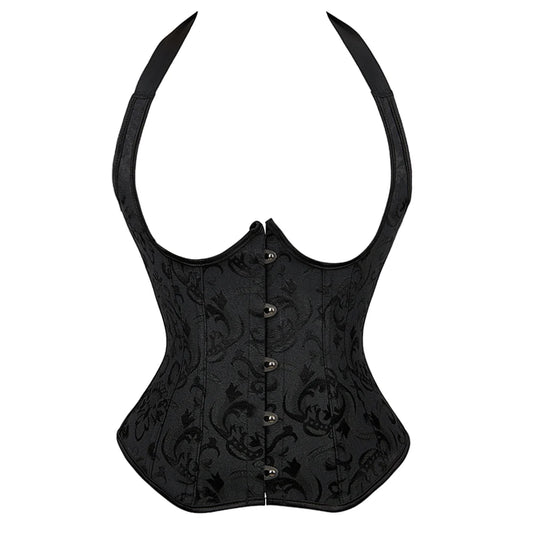 Corset Underbust Shoulder Straps Jacquard Floral Lingerie Vest Women Top Sexy Plus Size Costume Black Blue Red Purple Gold