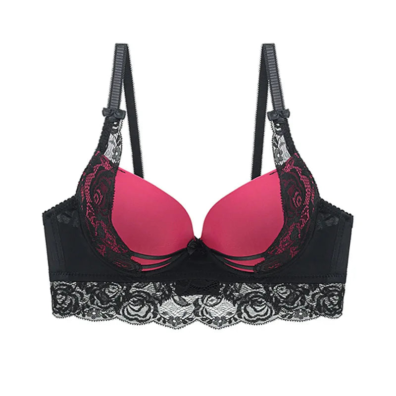 Sexy Lace Hollow Bra Invisible Bralette Sexy Lace Push Up Bras Black Red BC Cup Underwear Plus Size Lingerie Bras for Women