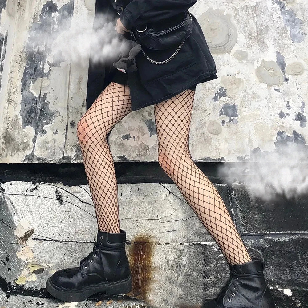 White Red Black SEXY Women High Waist Fishnet Stocking Fishnet Club Tights Panty Knitting Net Pantyhose Trouser Mesh Lingerie