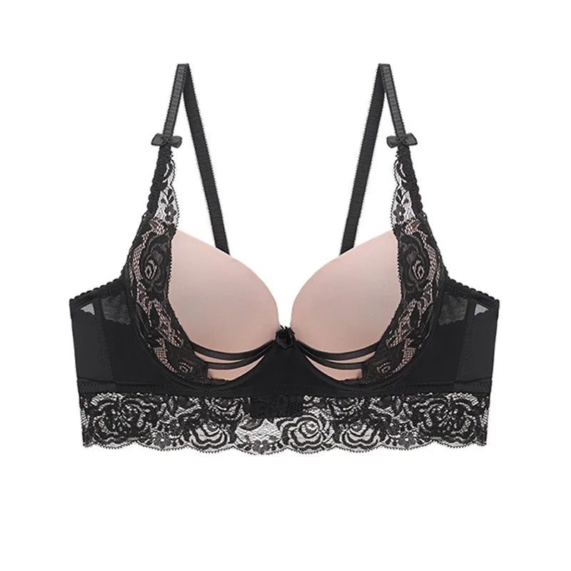 Sexy Lace Hollow Bra Invisible Bralette Sexy Lace Push Up Bras Black Red BC Cup Underwear Plus Size Lingerie Bras for Women