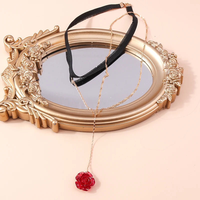 Aihua Trendy Female Red Rose Flower Pendant Leg Chain For Women Body Jewelry Gold Color Multilayer Lingerie Thigh Chain
