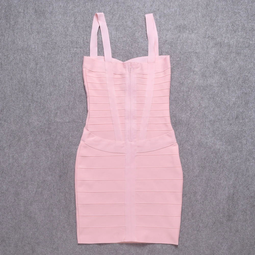 2024 Sweetheart Mini Bandage Dress Bodycon strap short Pencil Slim Party dress Vestidos Quality Fuchsia pink Dress