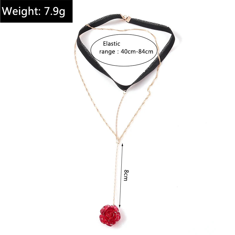 Aihua Trendy Female Red Rose Flower Pendant Leg Chain For Women Body Jewelry Gold Color Multilayer Lingerie Thigh Chain