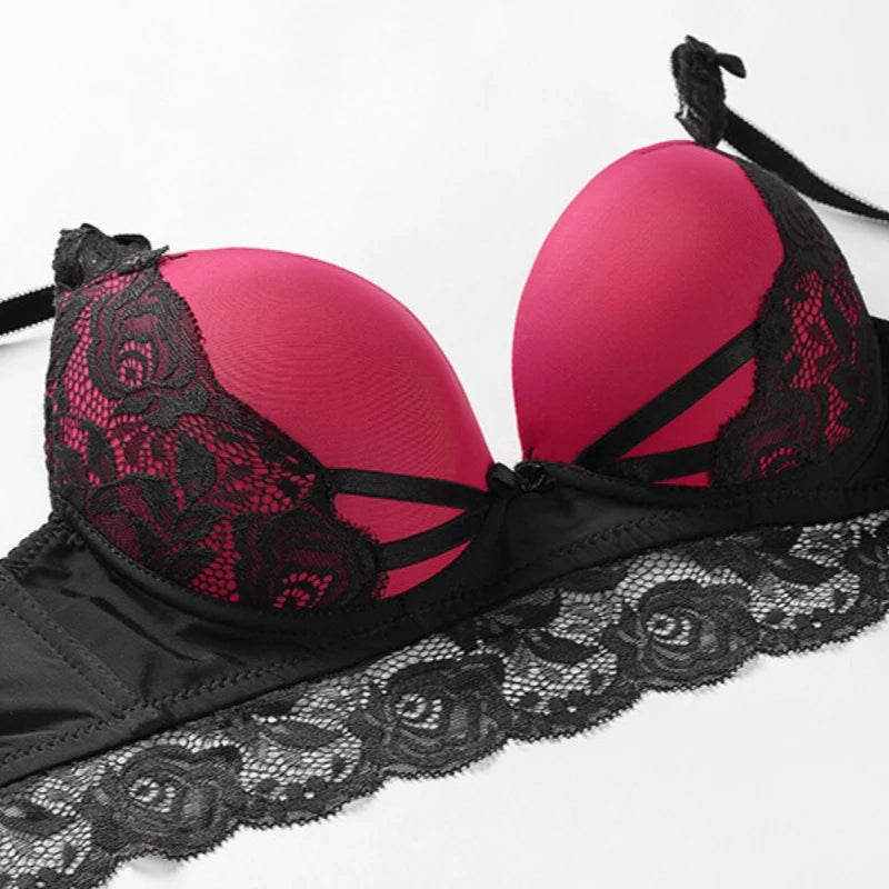 Sexy Lace Hollow Bra Invisible Bralette Sexy Lace Push Up Bras Black Red BC Cup Underwear Plus Size Lingerie Bras for Women
