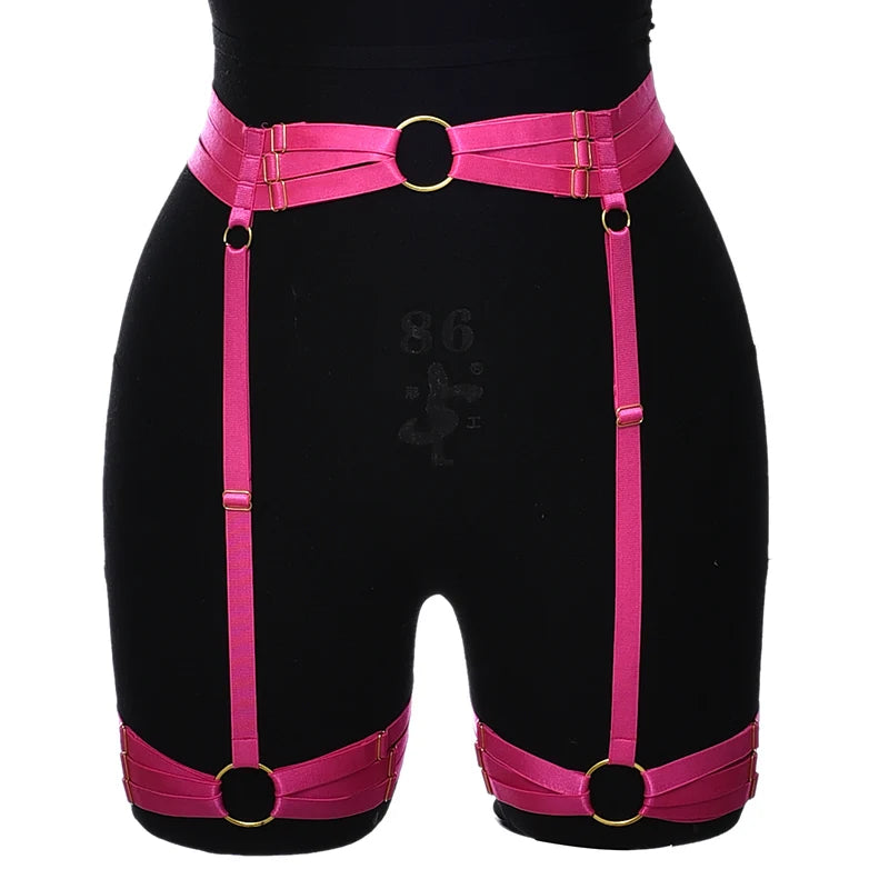 High Waist Red Garter Harness Festive Rave Goth Body Cage Women Bondage Stocking Accessories Harajuku Wedding Leg Garter Belt