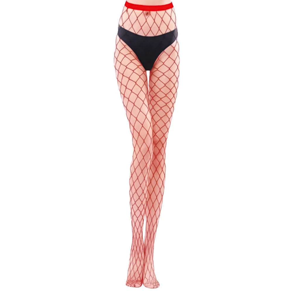 White Red Black SEXY Women High Waist Fishnet Stocking Fishnet Club Tights Panty Knitting Net Pantyhose Trouser Mesh Lingerie